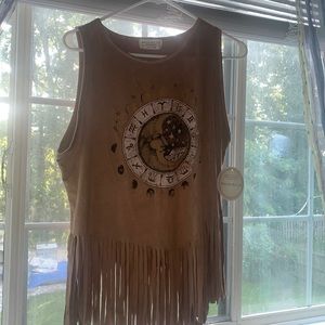 Frayed tank top Moon/horoscope design